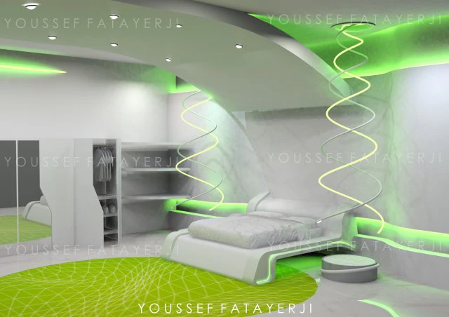 futuristic bedroom 3D Model .c4d .max .obj .3ds .fbx .stl .blend