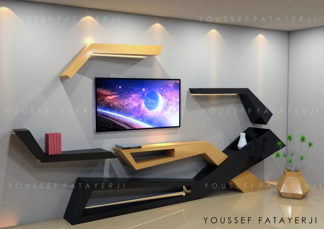 modern wall tv mount design 3D Model .c4d .max .obj .3ds .fbx .stl .blend