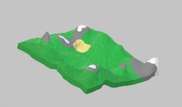 low poly terrain 3D Model .c4d .max .obj .3ds .fbx .stl .blend