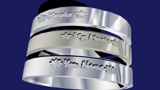 set of rings with scripts music my music your name 3D 模型 .c4d .max .obj .3ds .fbx .stl .blend 