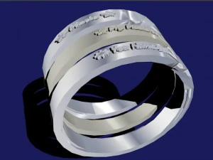 set of rings with scripts music my music your name 3D Model