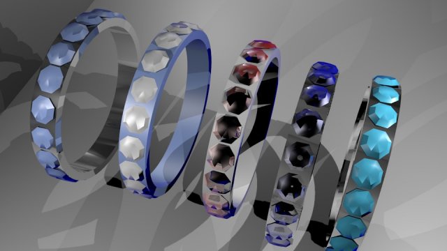 rings with emeralds 3D मॉडल .c4d .max .obj .3ds .fbx .stl .blend 