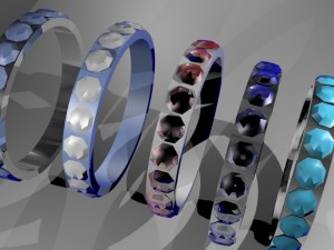 rings with emeralds 3D Model