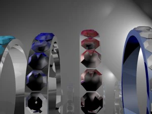 rings with emeralds 3D Model