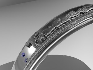 ring with 4 emeralds with written treasure Model 3D
