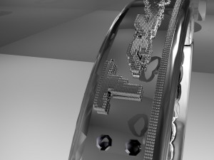 ring with 4 emeralds with written treasure Model 3D