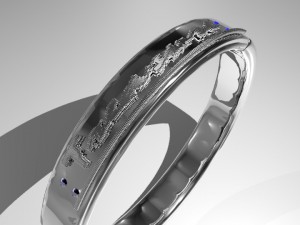 ring with 4 emeralds with written treasure Model 3D
