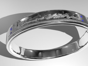 ring with 4 emeralds with written treasure Model 3D