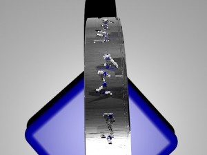 ring with internal phrase design my music is my way with emeralds in each letter Modèle 3D