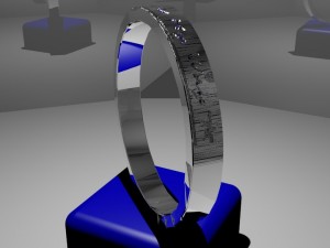 ring with internal phrase design my music is my way with emeralds in each letter Modèle 3D