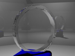 ring with internal phrase design my music is my way with emeralds in each letter Modèle 3D