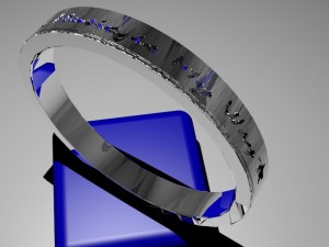 ring with internal phrase design my music is my way with emeralds in each letter Modèle 3D