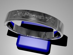 silver ring design with peace relief 3D Model