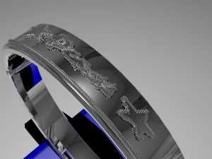 silver ring design with peace relief 3D Model