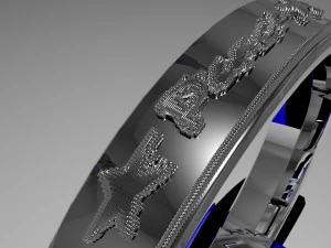 silver ring design with peace relief 3D Model