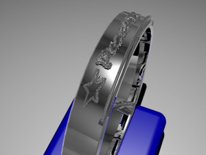 silver ring design with peace relief Model 3D