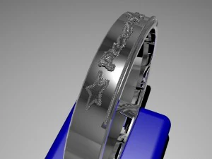 silver ring design with peace relief 3D Model
