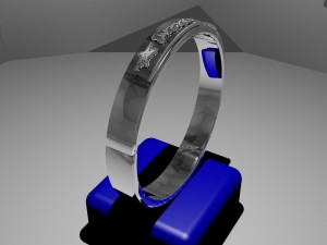 silver ring design with peace relief Model 3D