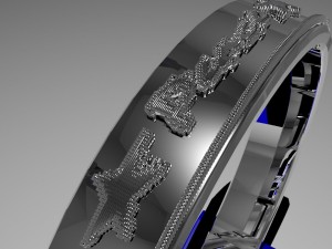 silver ring design with peace relief Model 3D