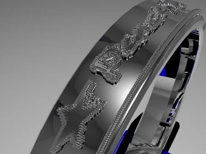 silver ring design with peace relief 3D Model
