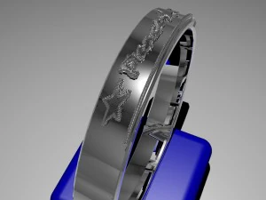 silver ring design with peace relief 3D Model