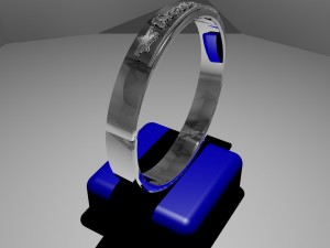 silver ring design with peace relief Model 3D