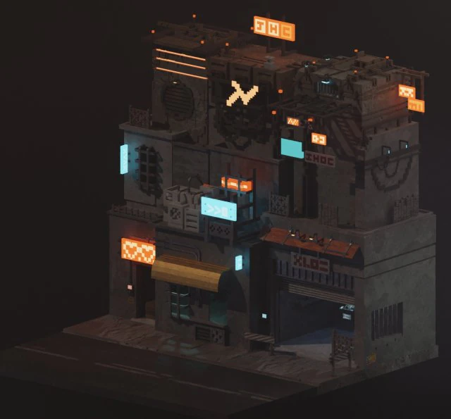 sci-fi street apartment 3D Model .c4d .max .obj .3ds .fbx .stl .blend 