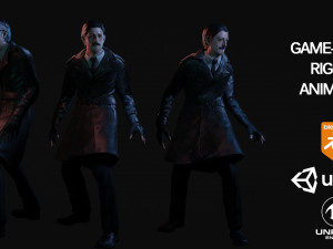 game-ready detective rigged and animated 3D 모델
