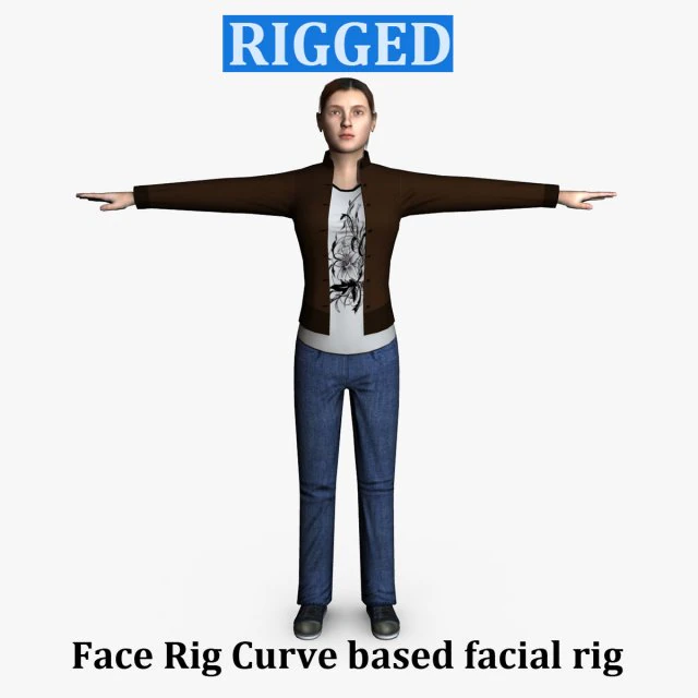casual female 03 3D Model .c4d .max .obj .3ds .fbx .stl .blend