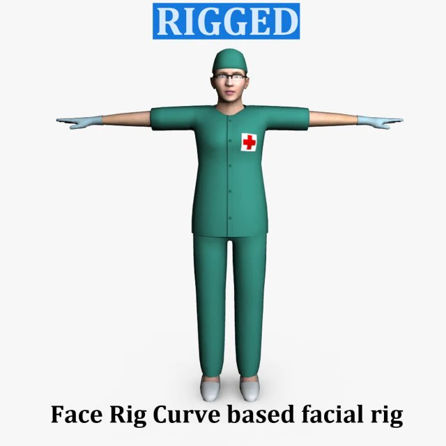 surgeon female 02 3D Model .c4d .max .obj .3ds .fbx .stl .blend