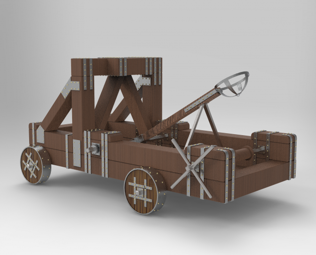 antique catapult 3D Model .c4d .max .obj .3ds .fbx .stl .blend 