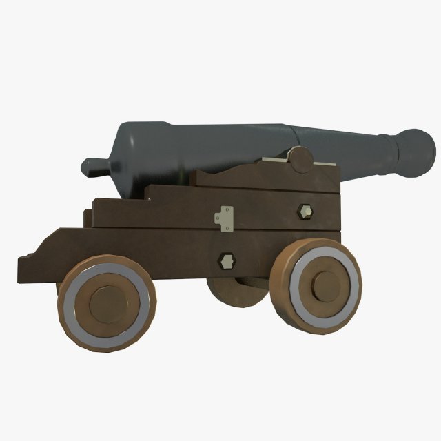 low poly cannon 3D Модель .c4d .max .obj .3ds .fbx .stl .blend 