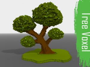 voxel tree low-poly 3D मॉडल