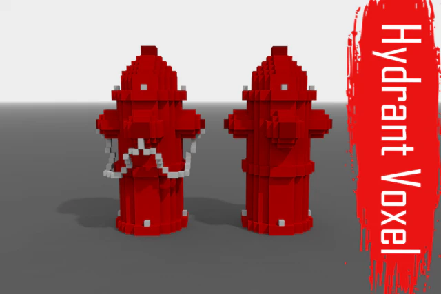 voxel fire hydrant low-poly 3D Model .c4d .max .obj .3ds .fbx .stl .blend