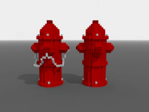 voxel fire hydrant low-poly 3D Model