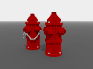 voxel fire hydrant low-poly 3D Model