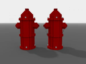 voxel fire hydrant low-poly 3D Model