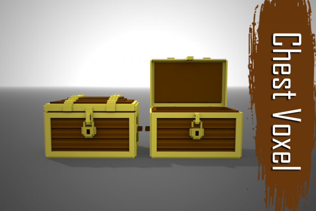 voxel chest low-poly 3D Model .c4d .max .obj .3ds .fbx .stl .blend 