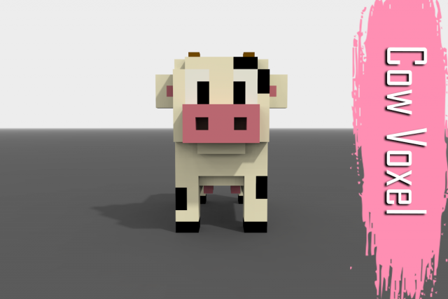 voxel cow low-poly 3D Модель .c4d .max .obj .3ds .fbx .stl .blend 