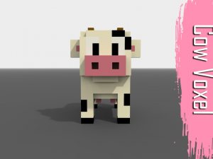 voxel cow low-poly 3D Model