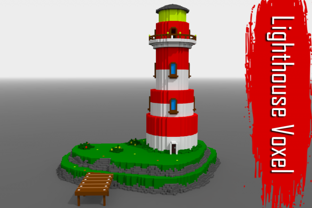 voxel lighthouse low-poly 3D 모델 .c4d .max .obj .3ds .fbx .stl .blend 