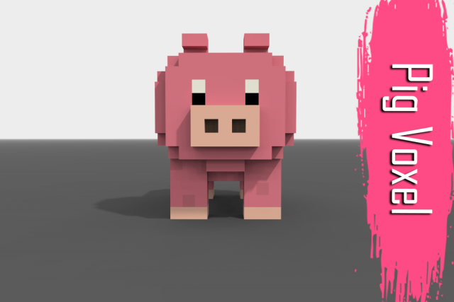 voxel pig low-poly 3D मॉडल .c4d .max .obj .3ds .fbx .stl .blend 