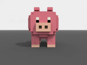 voxel pig low-poly 3D Model