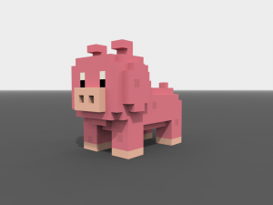voxel pig low-poly 3D मॉडल