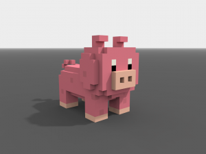 voxel pig low-poly 3D मॉडल