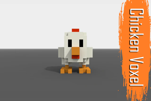 voxel chicken low-poly 3D Model .c4d .max .obj .3ds .fbx .stl .blend 