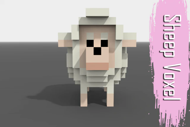 voxel sheep low-poly 3D Model .c4d .max .obj .3ds .fbx .stl .blend 