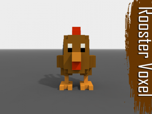 voxel rooster low-poly 3D Model