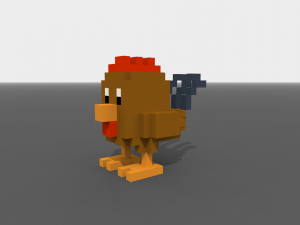 voxel rooster low-poly 3D Model