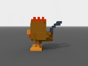 voxel rooster low-poly 3D Model
